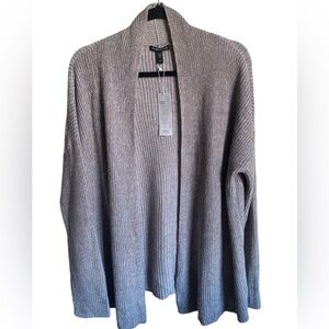 Eileen Fisher Boxy Short Cardigan Organic Cotton Open Front Size L